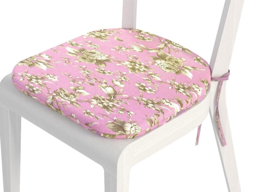 Zaokrąglona poduszka na krzesło 39x37 cm Mestral - kwiaty na różowym