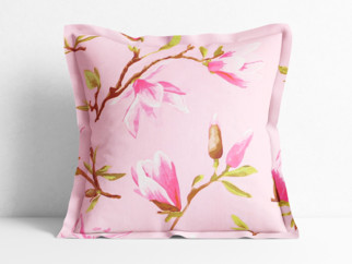 Poszewka na poduszkę z ozdobną kantą bawełniana - różowe magnolie