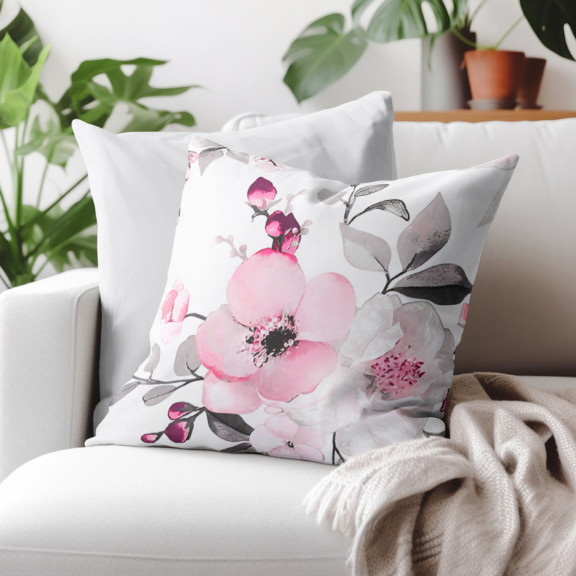 Poszewka na poduszkę bawełniana - kwiaty sakury