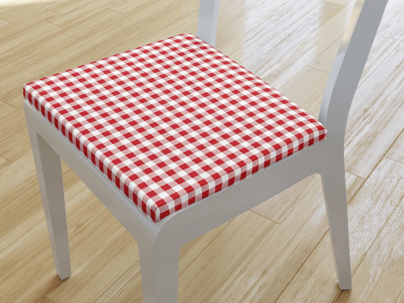 Kwadratowa poduszka na krzesło 38x38 cm - czerwono-biała kratka