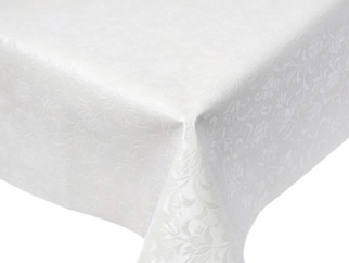 Cerata na stół na metry - kwiaty na białym - szer. 140 cm