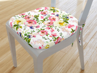 Zaokrąglona poduszka na krzesło 39x37 cm - ogród kwitnący