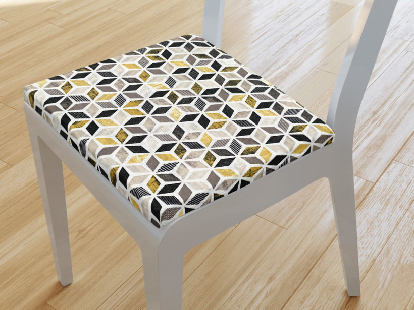 Kwadratowa poduszka na krzesło 38x38 cm Vintage - mozaika ze złotem