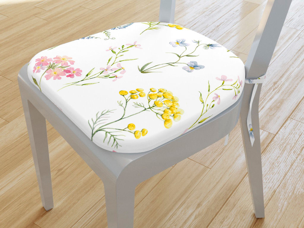 Zaokrąglona poduszka na krzesło 39x37 cm - kwitnąca łąka