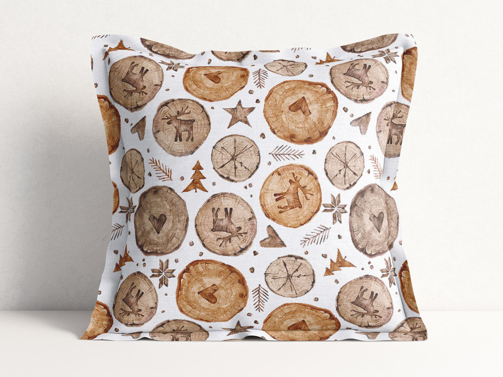 Poszewka na poduszkę z ozdobną kantą dekoracyjna Loneta - drewniane dekoracje