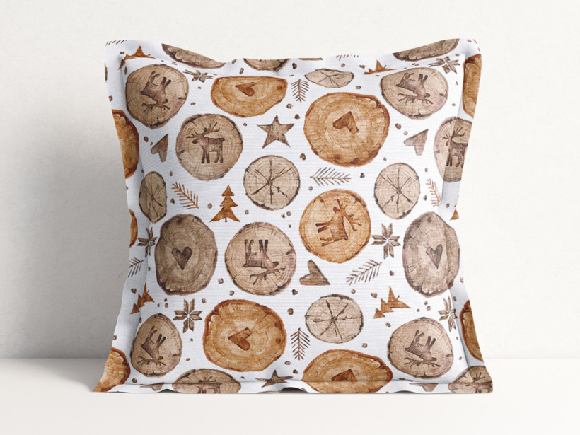 Poszewka na poduszkę z ozdobną kantą dekoracyjna Loneta - drewniane dekoracje