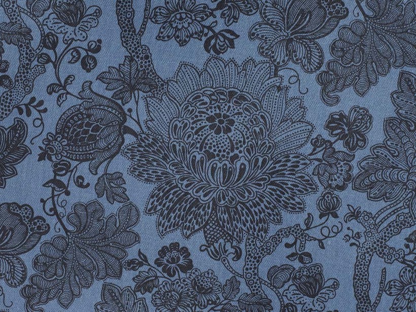 Tkanina bawełniana Mestral - ciemno turkusowe kwiaty