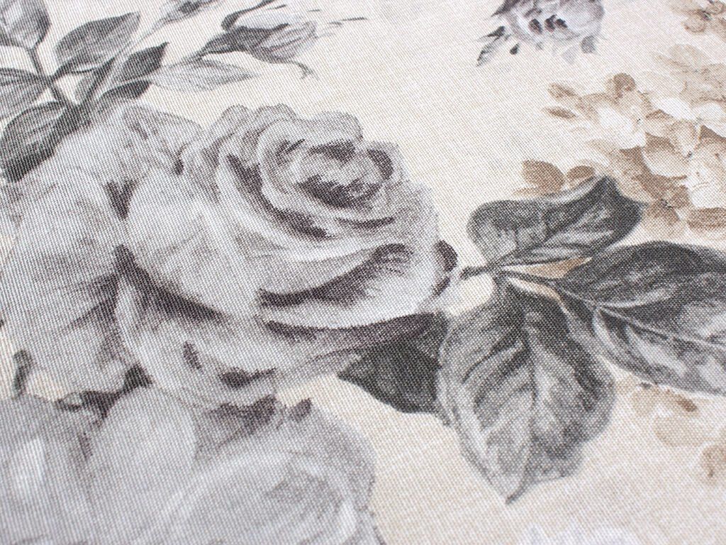 Tkanina dekoracyjna Loneta - duże szare róże