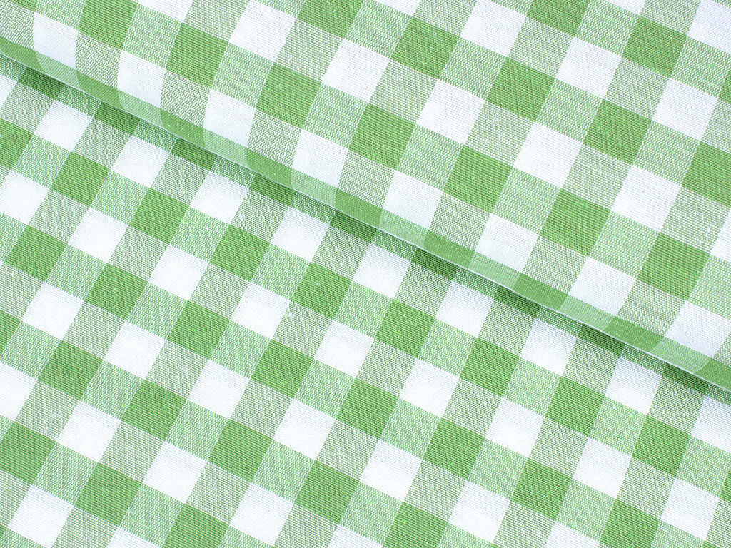 Tkanina dekoracyjna Menorca - zielono-biała kratka