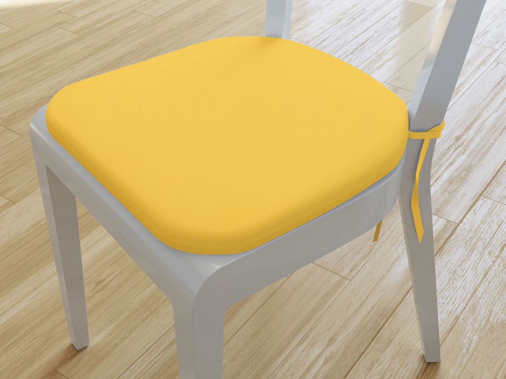 Zaokrąglona poduszka na krzesło 39x37 cm Loneta - żółta
