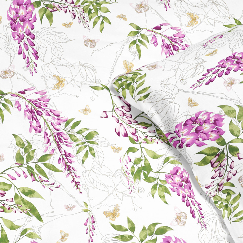 Pościel bawełniana Deluxe - kwiaty wisterii