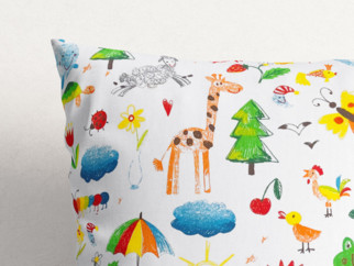 Poszewka na poduszkę bawełniana dla dzieci - rysowane zwierzęta