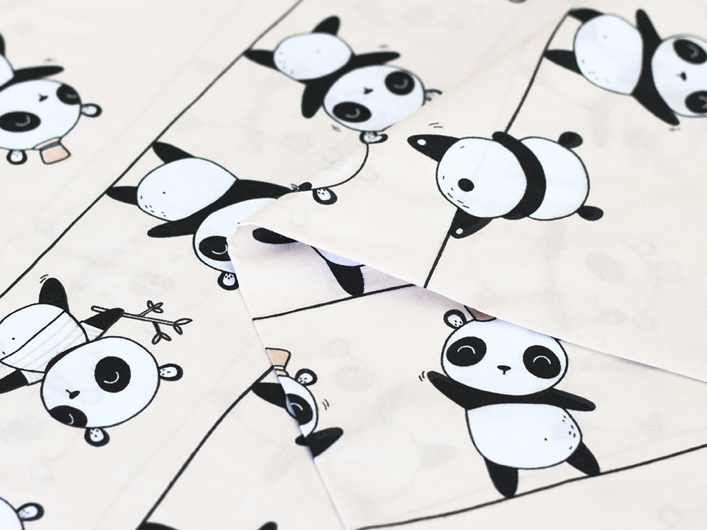 Płótno bawełniane - tańczące pandy