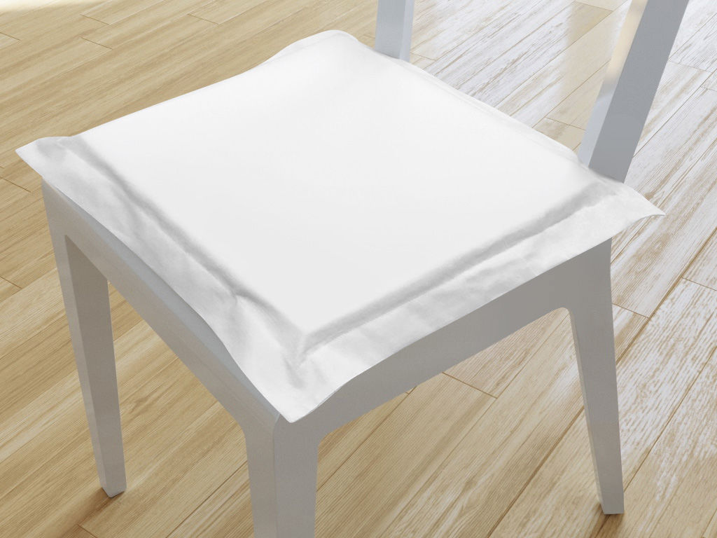 Kwadratowa poduszka na krzesło z ozdobną kantą 38x38 cm Suzy - biała