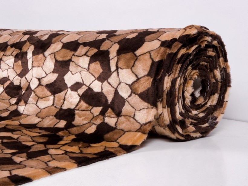 Sztuczne futro o krótkim włosiu na metry - Edelcolor 2 ciemnobrązowo-beżowa mozaika