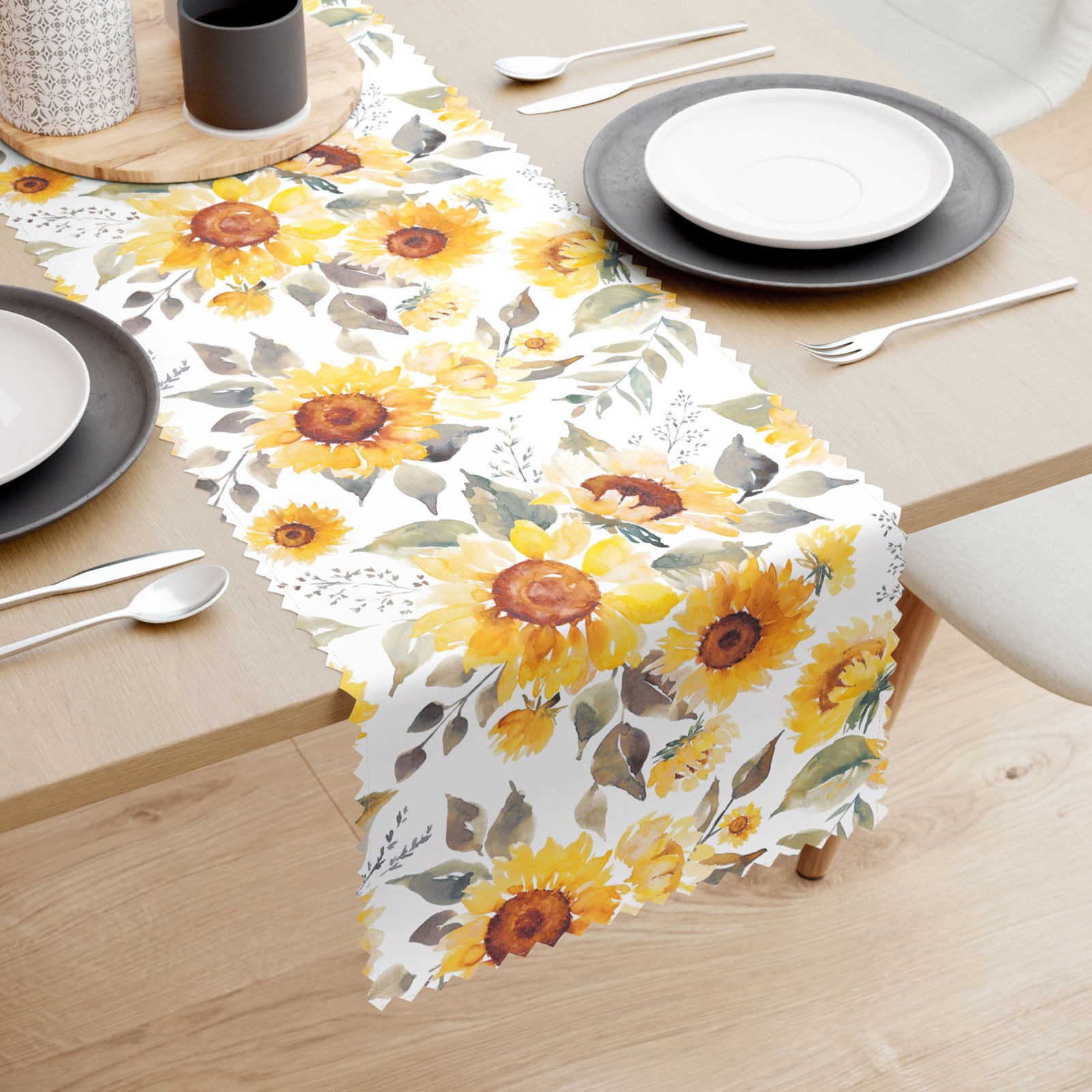 Bieżnik na stół plamoodporny - kwiaty słonecznika