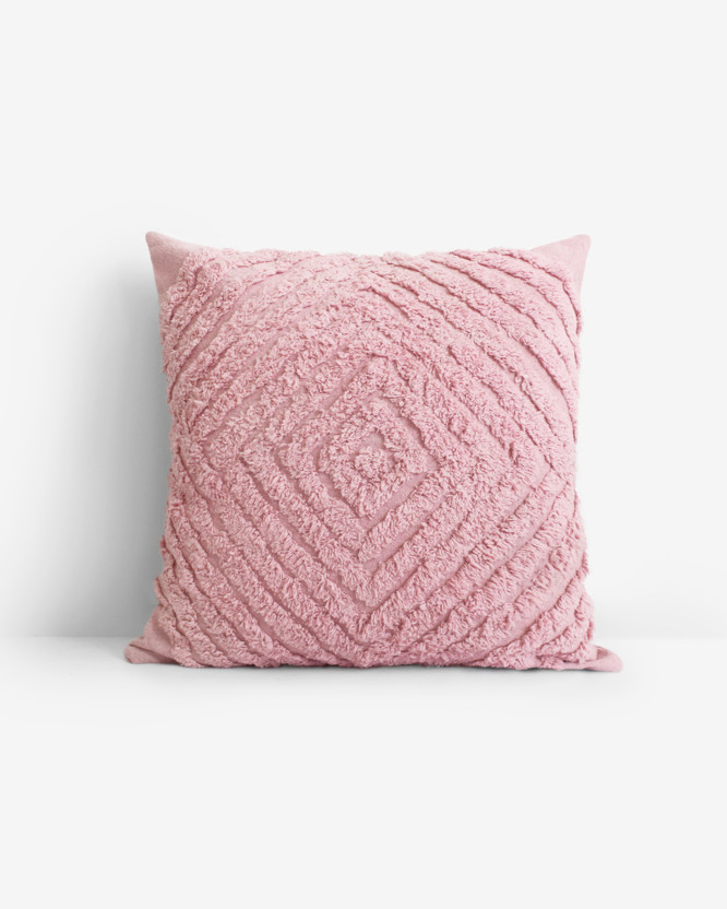 Poduszka dekoracyjna Boho 45x45 cm - różowe kształty geometryczne