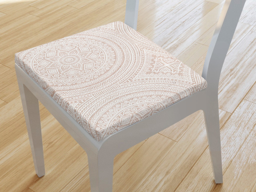 Kwadratowa poduszka na krzesło 38x38 cm Verona - duże mandale na naturalnym
