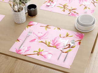 Podkładka na stół z płótna bawełnianego - różowe magnolie - 2szt.