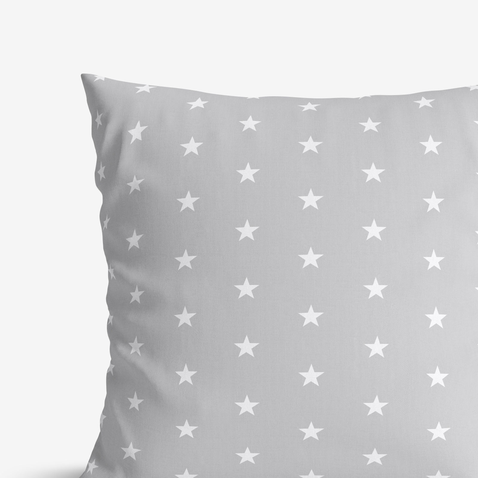 Poszewka na poduszkę bawełniana świąteczna - białe gwiazdki na jasnoszarym
