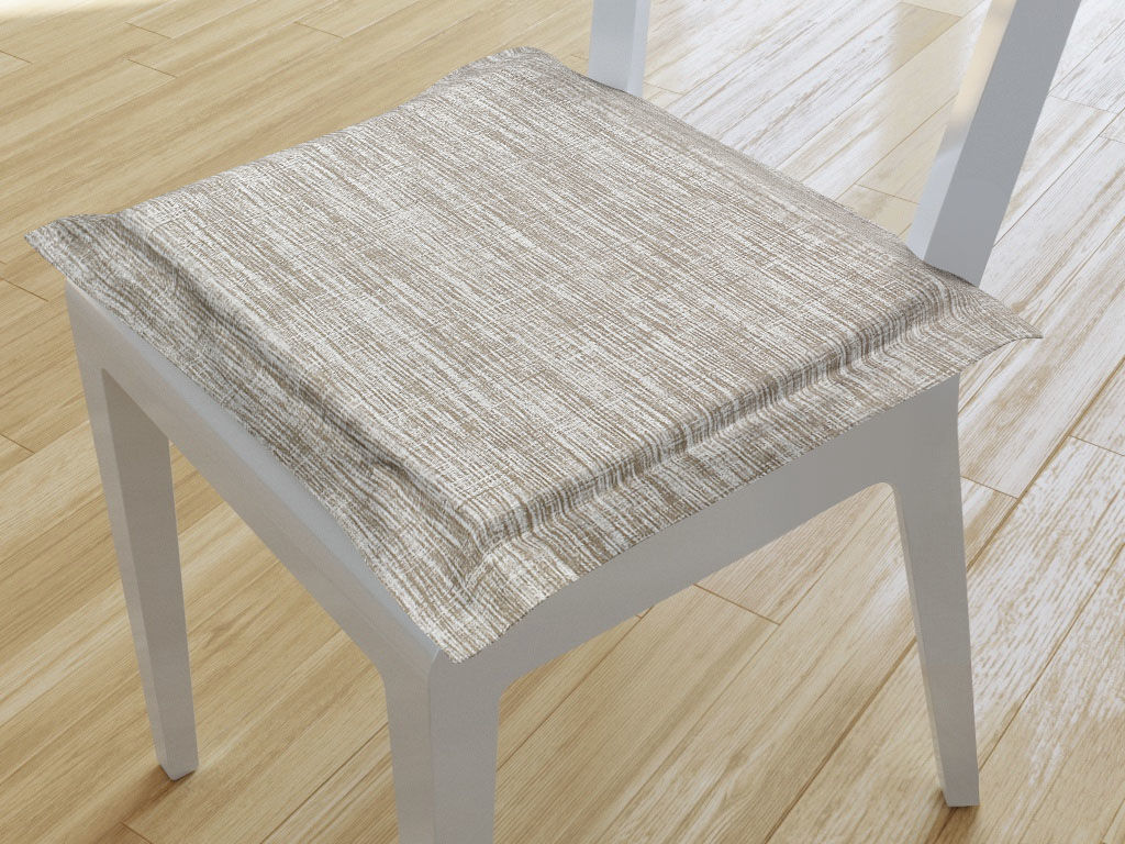 Kwadratowa poduszka na krzesło z ozdobną kantą 38x38 cm - cieniowana brązowa