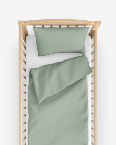 Pościel bawełniana do łóżeczka - szałwiowa zielona