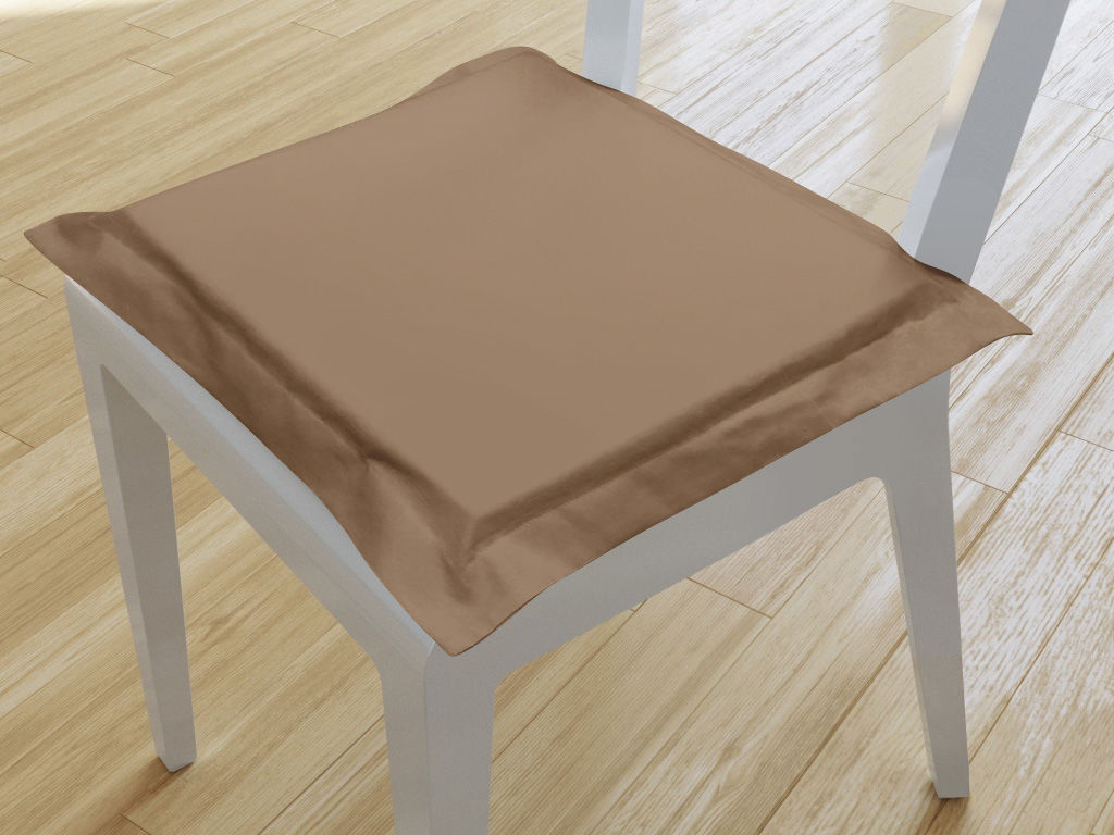 Kwadratowa poduszka na krzesło z ozdobną kantą 38x38 cm Suzy - brązowa