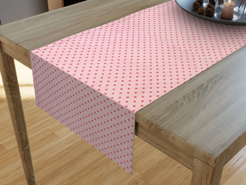 Bieżnik na stół bawełniany - kropki na różowym