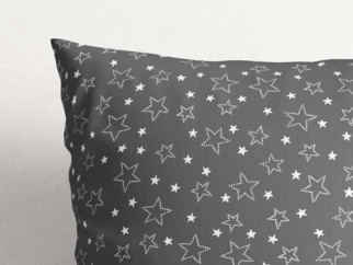 Poszewka na poduszkę bawełniana - białe gwiazdki na szarym