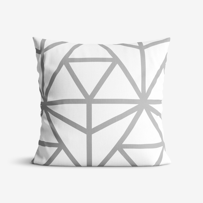 Poszewka na poduszkę bawełniana - szare kształty geometryczne na białym
