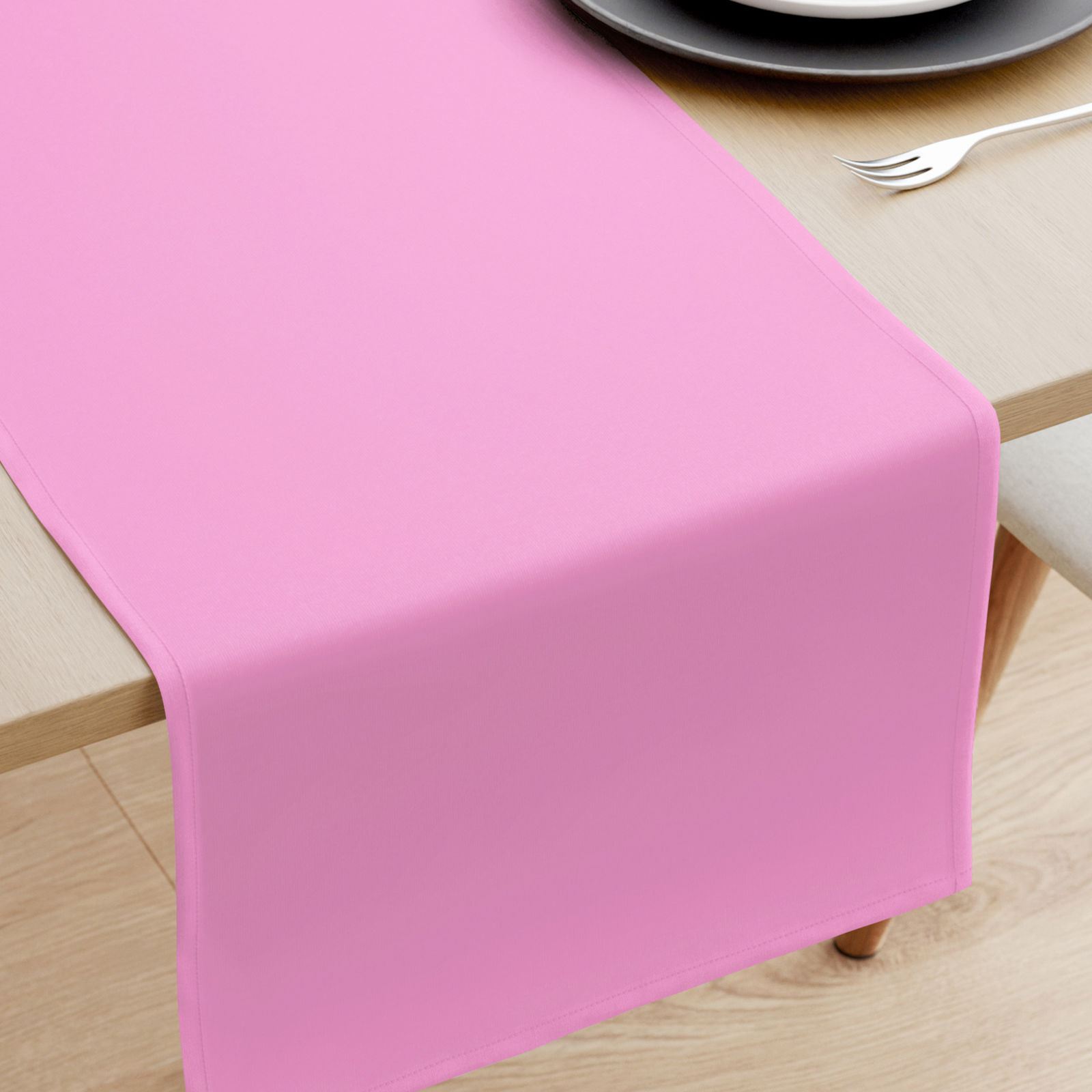 Bieżnik na stół z płótna bawełnianego - różowy