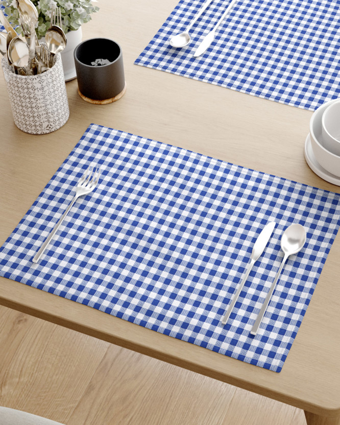 Podkładka na stół z płótna bawełnianego - niebiesko-biała kratka - 2szt.