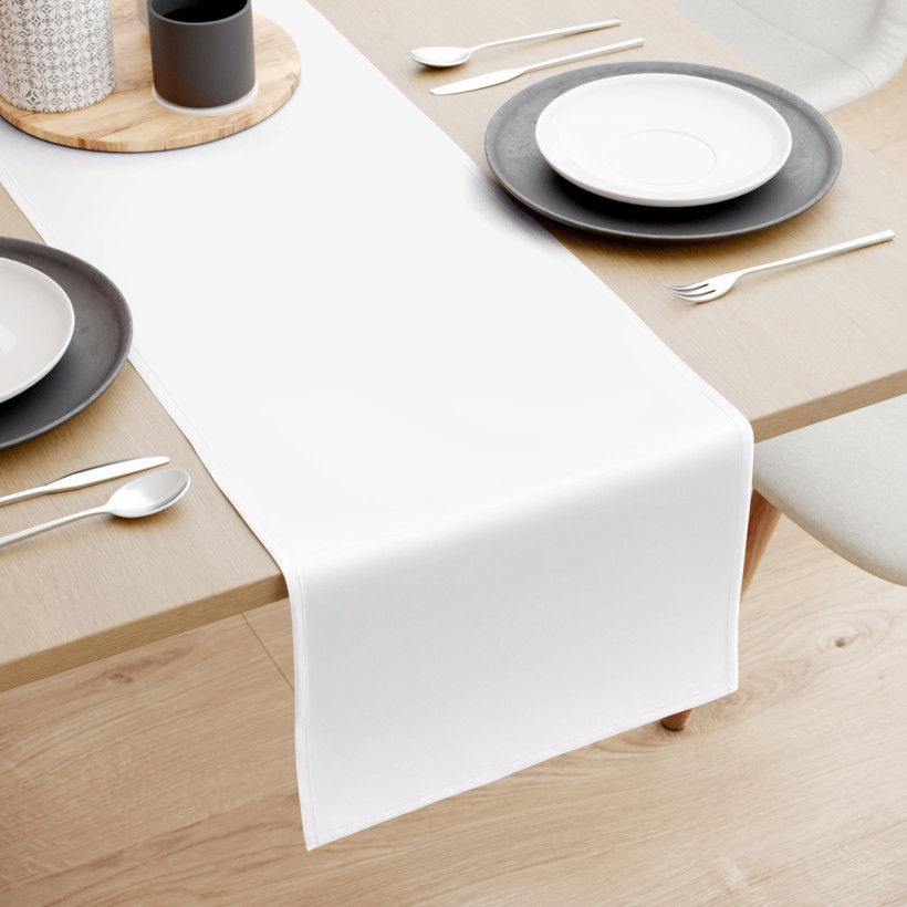 Bieżnik na stół dekoracyjny Rongo Deluxe - biały z satynowym połyskiem