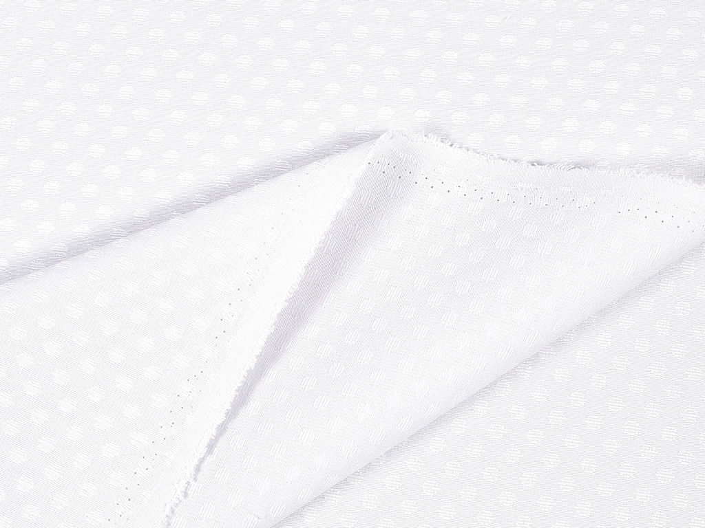 Tkanina obrusowa plamoodporna - biała z kropkami