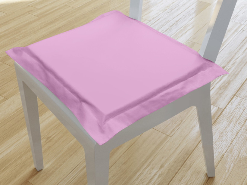 Kwadratowa poduszka na krzesło z ozdobną kantą 38x38 cm Suzy - różowa
