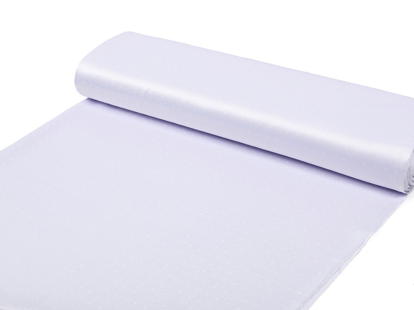 Luksusowa tkanina obrusowa plamoodporna - biała z fioletowym odcieniem z błyszczącymi kwadratami