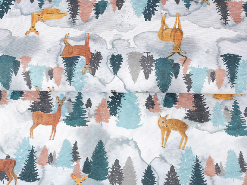 Tkanina dekoracyjna Loneta - sarny i jelenie