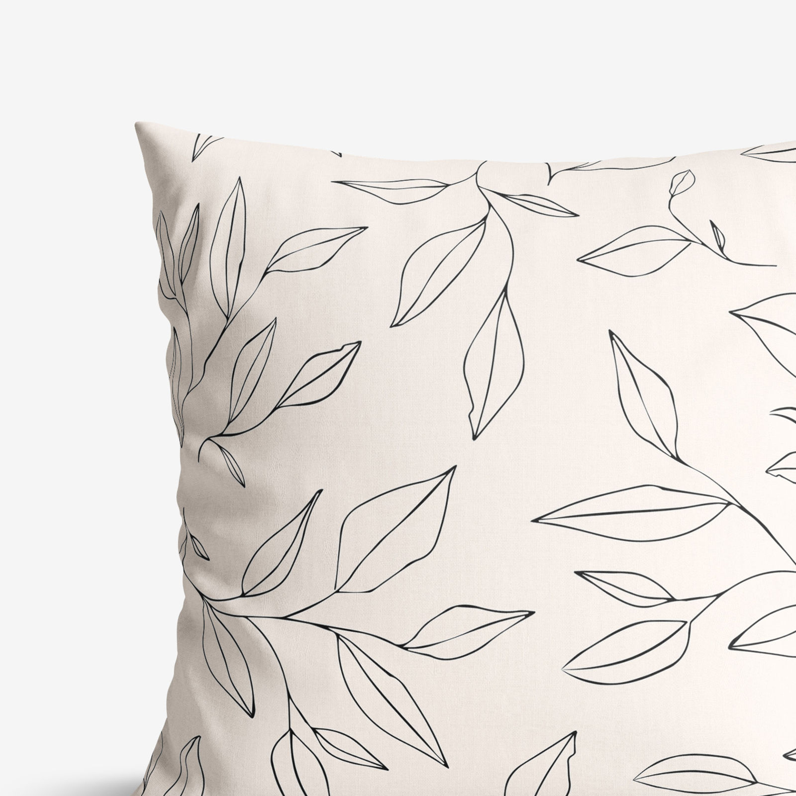 Poszewka na poduszkę bawełniana - liście na naturalnym