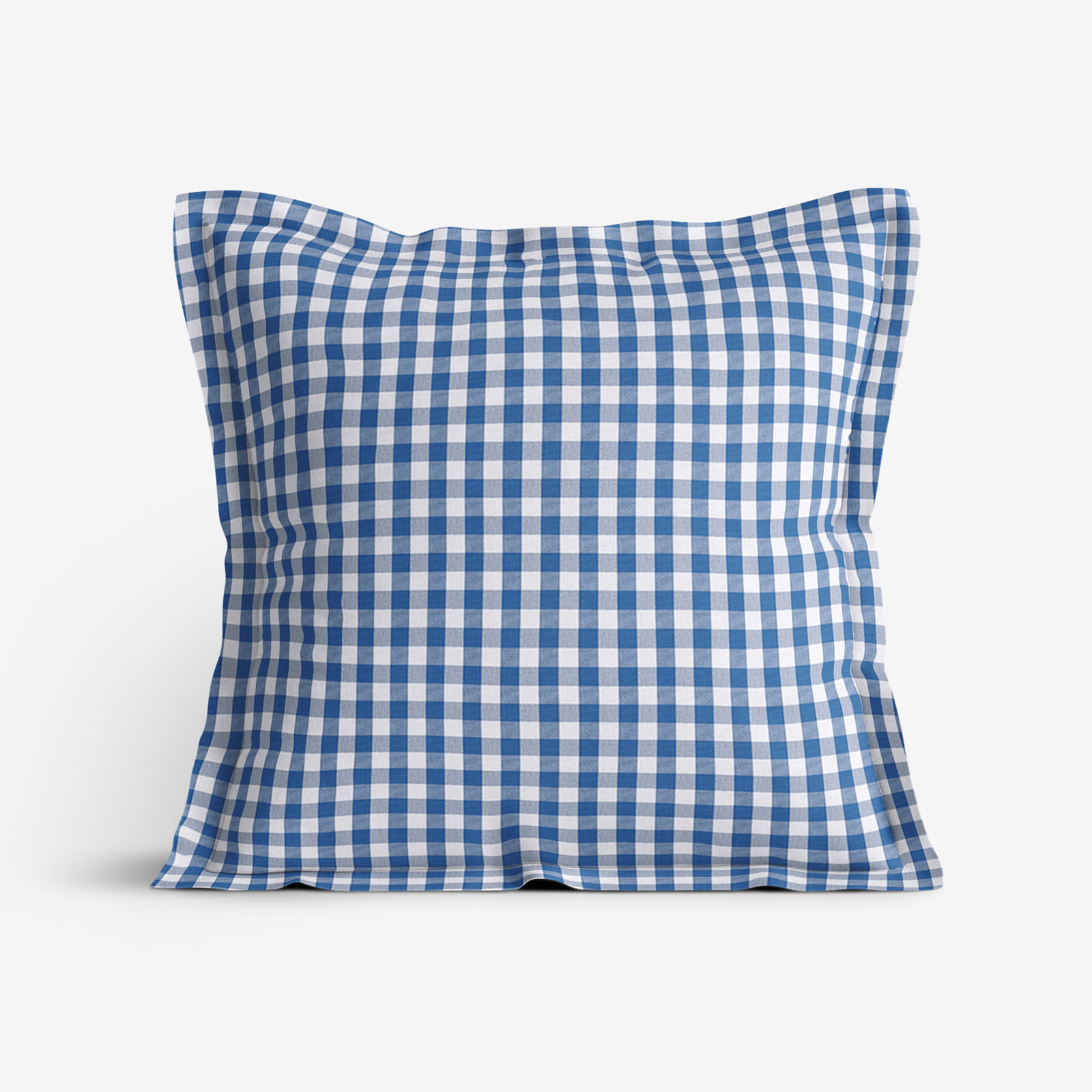 Poszewka na poduszkę z ozdobną kantą bawełniana Kanafas - mała niebiesko-biała kratka