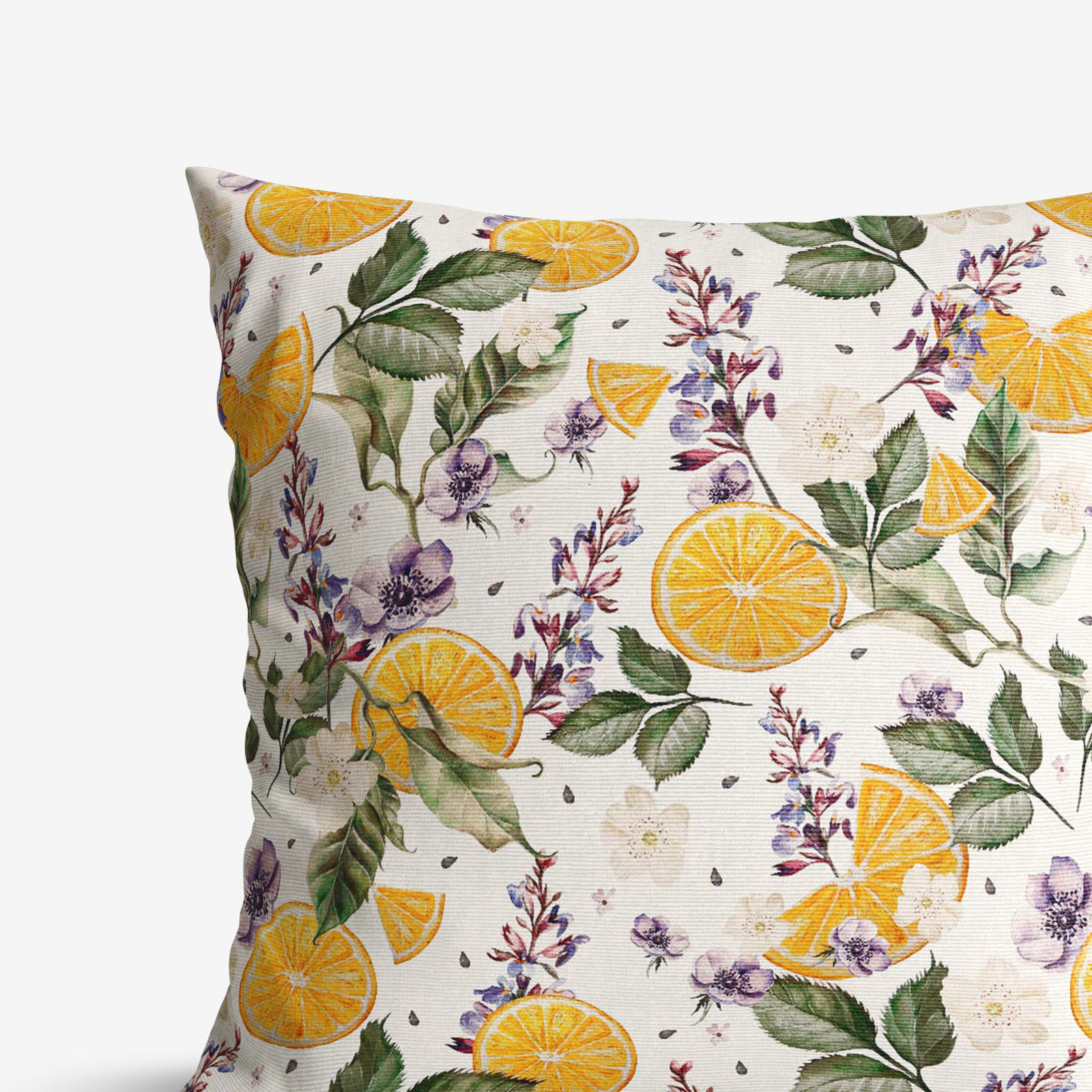 Poszewka na poduszkę dekoracyjna Loneta - pomarańcze i kwiaty
