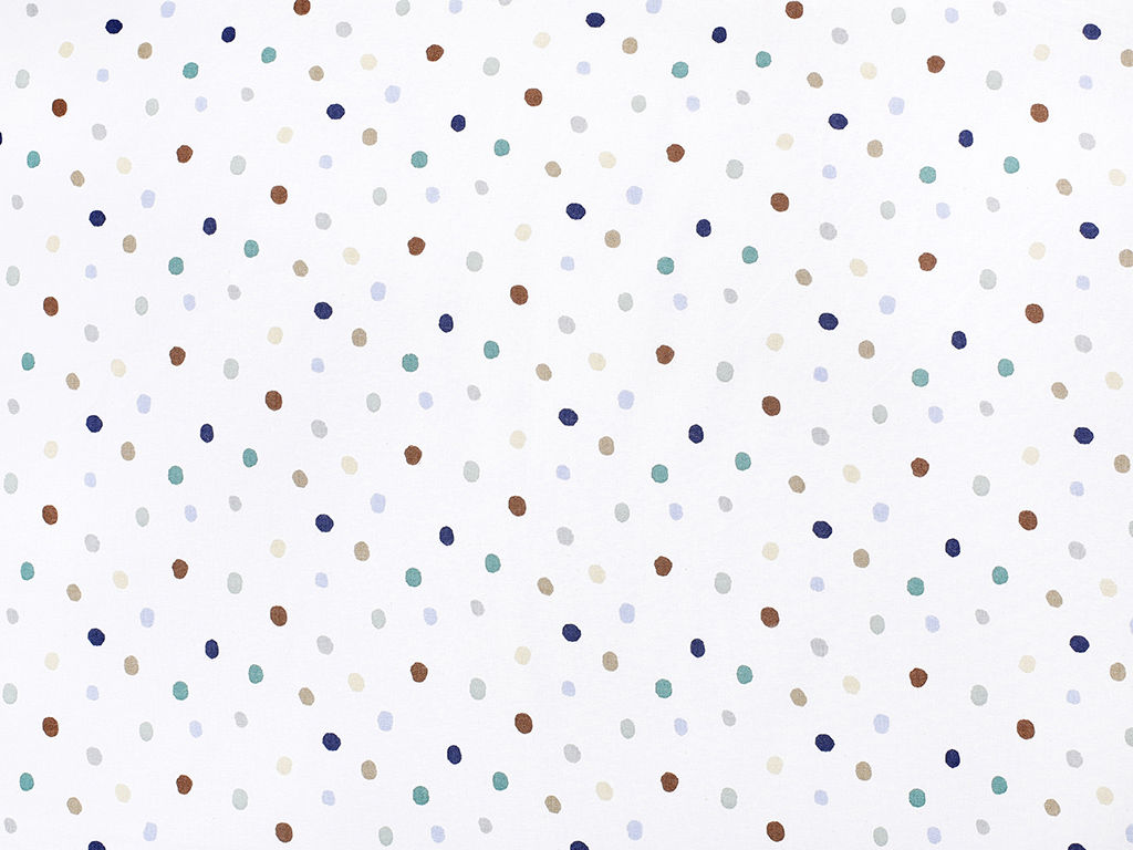 Płótno bawełniane - kolorowe kropeczki na białym