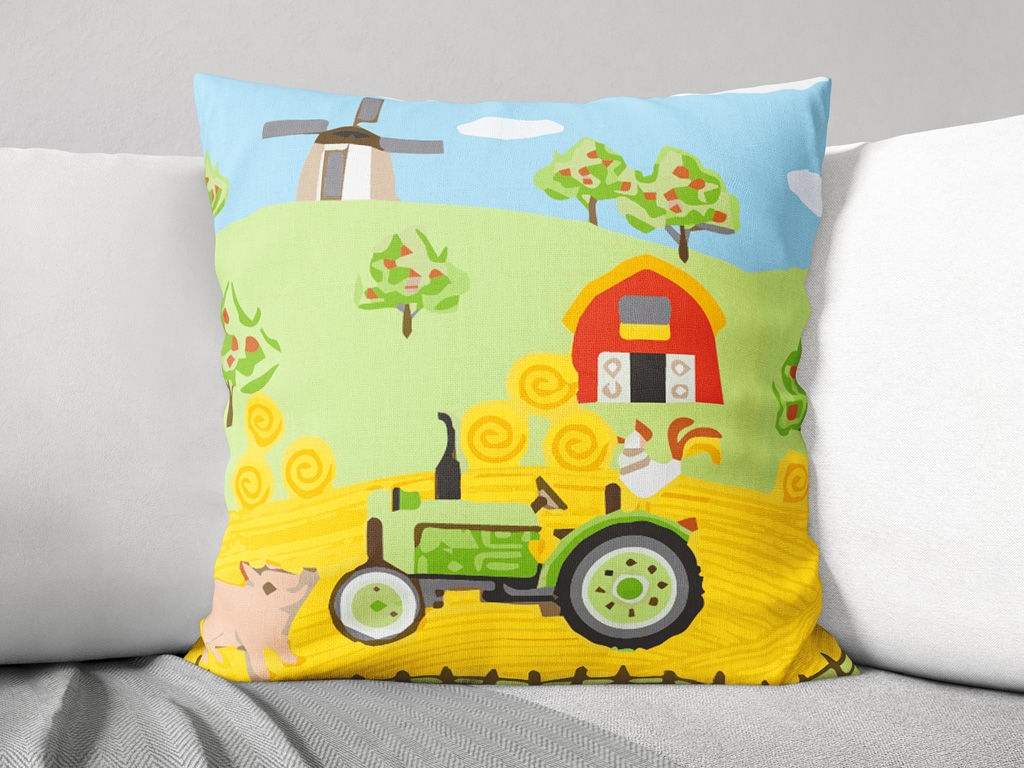 Poszewka na poduszkę bawełniana dla dzieci - zwierzęta na farmie