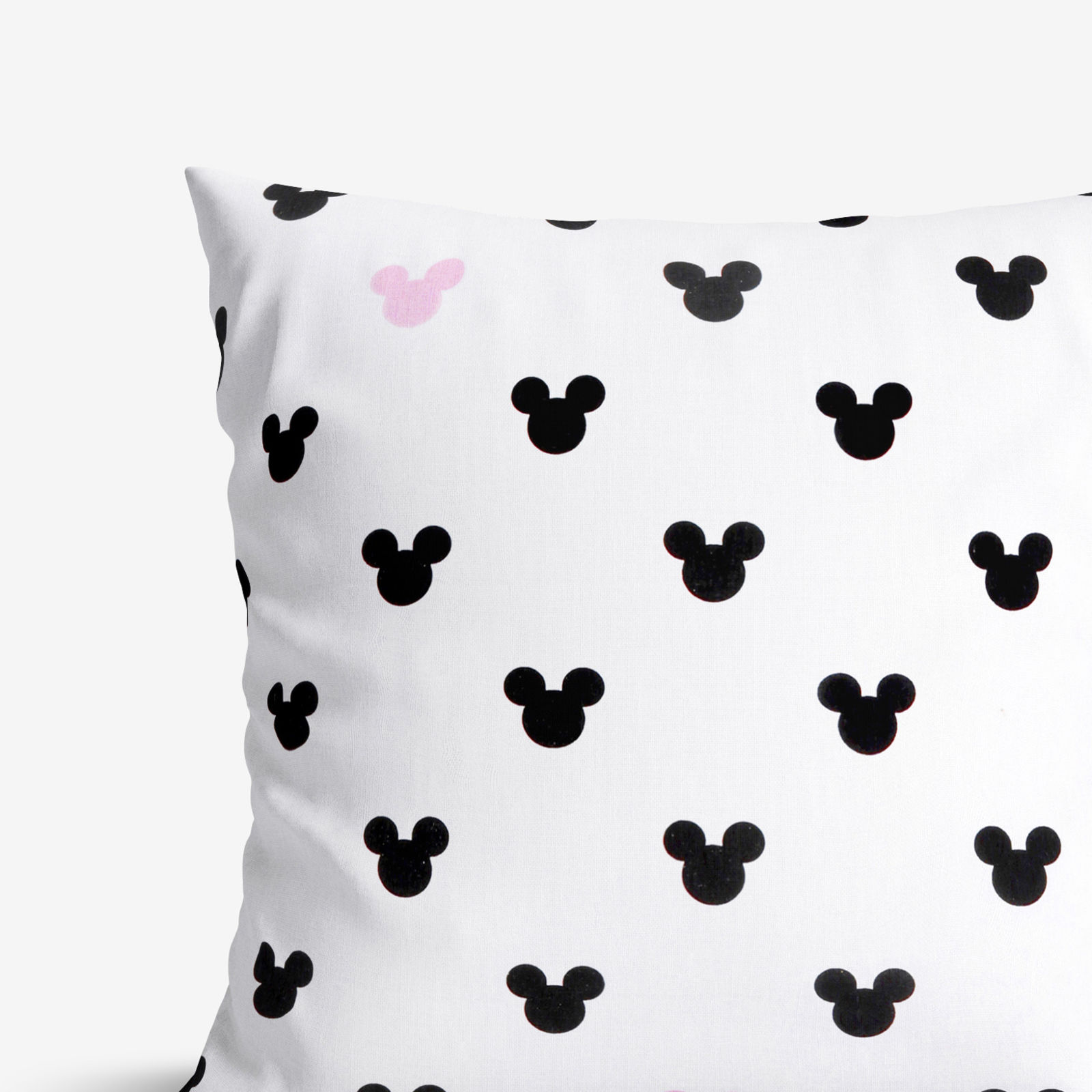 Poszewka na poduszkę bawełniana dla dzieci - czarno-różowe myszki Miki