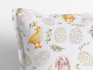 Poszewka na poduszkę z ozdobną kantą dekoracyjna wielkanocna Loneta - kurczęta i króliczki