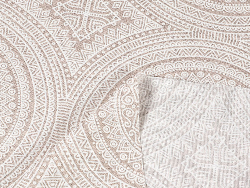 Tkanina dekoracyjna Verona - duże mandale na naturalnym