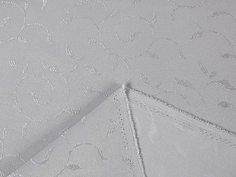 Luksusowa tkanina obrusowa plamoodporna - szara z dużymi ornamentami