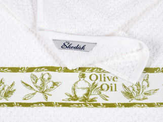 Ręcznik kuchenny frotte - oliwki na białym