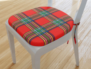 Zaokrąglona poduszka na krzesło 39x37 cm - czerwona kratka