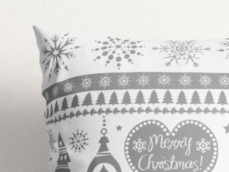 Poszewka na poduszkę bawełniana świąteczna - symbole świąteczne na białym