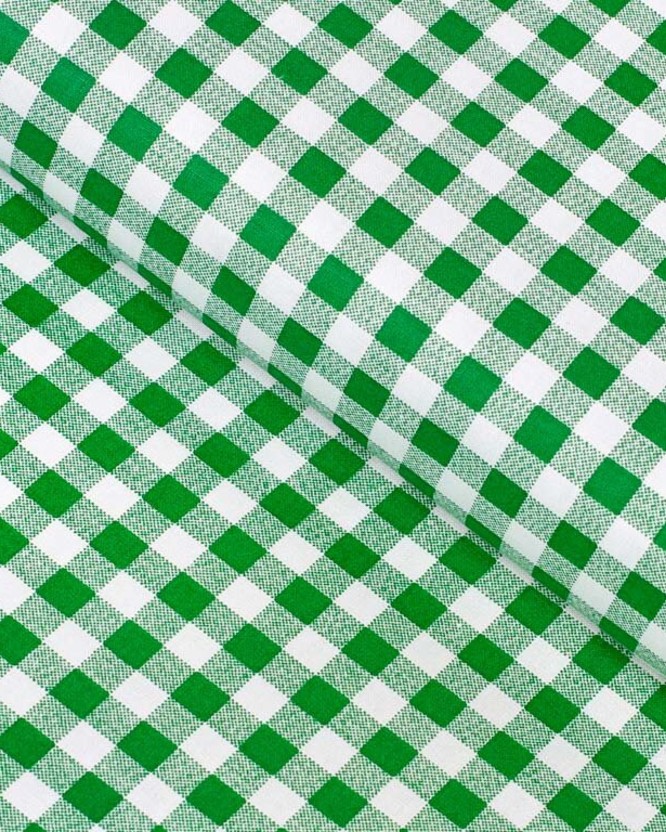 Płótno bawełniane - zielono-biała kratka